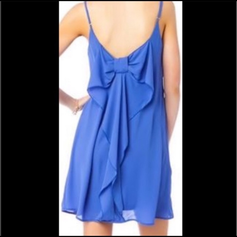 Anthro Everly bow back blue dress small shift